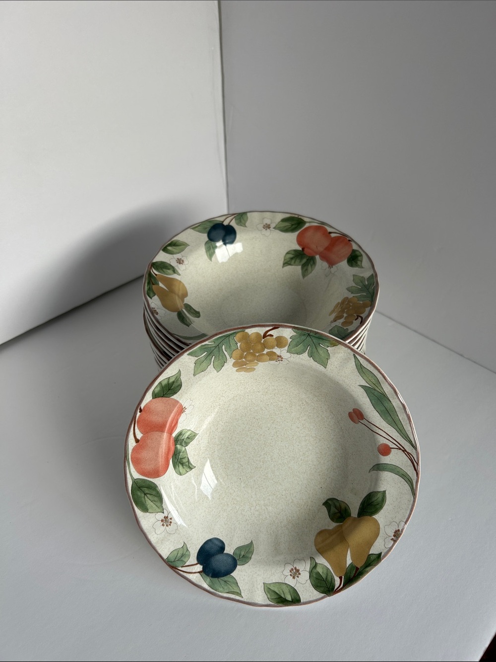 Mikasa Ceramic Fruit-Print Serving Bowls in Peach, Yellow, Blue & Green